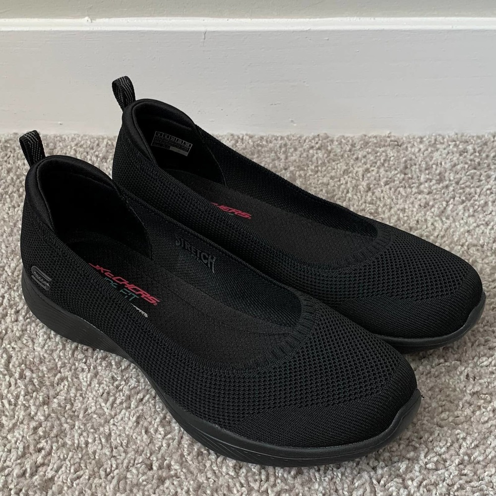 Skechers Microburst Sudden Look Slip On Shoes in Black Women's Size 9